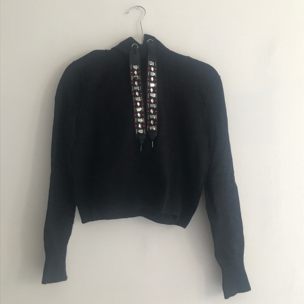 Cropped, long sleeved, inside out embellished Zara sweatshirt